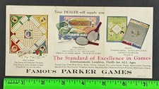 Vintage 1940's Famous Parker Games Boardgames Toys Graphic Advertisement picture