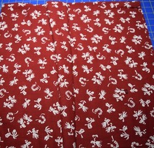 2397 1/2 yd vintge 1940's Tropical print cotton, red/white, tropical dancers picture