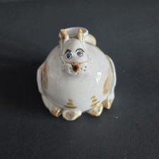 Whimsical Ceramic Fat Cat Bud Vase, Signed EW Studio Art Pottery, Chonky Cat  picture