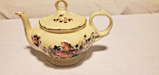 VTG Lefton Porcelain Musical Teapot Pink Rose Bouquet Gold Trim Plays Tea for 2 picture