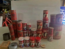 Calumet Lot of 32 Baking Powder Advertising Tin Cans, Cutters,  picture