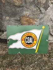1920'S METROPOLITAN COAL COMPANY BOSTON MA PORCELAIN SIGN VERY RARE Truck Sign picture