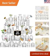 Vintage-Inspired 32PCS Glass Bud Vases - Ideal for Scented Sticks and Flowers picture