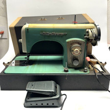 VINTAGE WINTHROP Sewing Machine Green 1960s w/ Foot Pedal Made in Japan WORKING picture