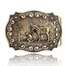 Belt Buckle Men Native American Western Cowboy Belt Buckle, Cross picture