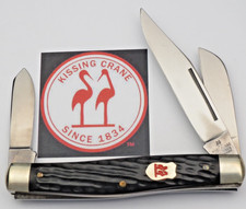 Vintage KISSING CRANE Solingen Large Stoc Knife Jigged Horn Handles - Mint Knife picture