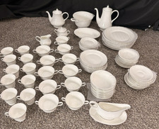 Wedgwood Bone China Silver Ermine China Set 96 Piece Made in England,  picture