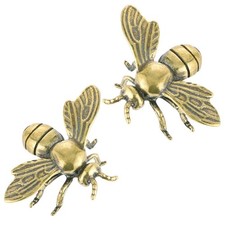 MHYGKTXRA 2 PCS Gold Bee Figurines: Vintage Brass Statues  picture