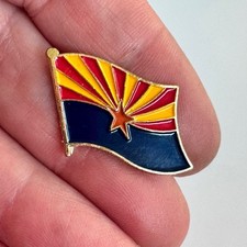 Arizona State Flag Waving Red-Gold Enamel Souvenir Lapel Pin Tie Tack picture
