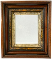 Victorian Eastlake Tortoiseshell Wooden Wood Gilded Rectangular 19th Cent Frame picture