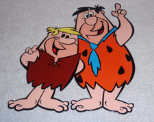 VINTAGE THE FLINTSTONES TV SHOW MOVIE CHARACTERS FRED+ BARNEY METAL GAS OIL SIGN picture
