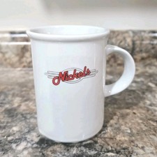 VTG 90's Diner Style Coffee Mug. Nickels Canadian Diner. Stubbed Btm Flat Side picture