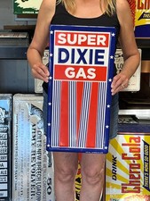 Antique Vintage Style Metal Sign Super Dixie Gas 24x12 Made in USA picture