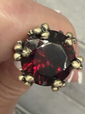 VTG Victorian Trading Co 8” Flower Stick Hat Pin Red Stone Brass Art Nouveau picture