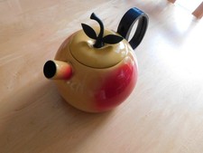 VTG Copo 70's Enameled Metal Peach Whistling Teapot,Adorable Resembles A Peach picture