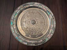 Abalone Shell & Mexican Alpaca Silver Aztec Mayan Calendar 11