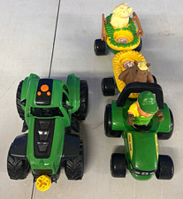 John Deere Agriculture Toy Tractor & ATV w/ 2 Wagons, Farmer, Cow & Sheep picture