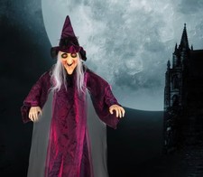 71 inch Life Size Hanging Animated Talking Witch Halloween Prop Decor Decoration picture