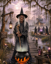 Haunted Living 6ft Hagatha Witch Brewmaster Motion Activated Lighted Animatronic picture
