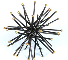 Atomic Age Midcentury Modern Black and Gold Metal SUNBURST Tabletop Sculpture picture