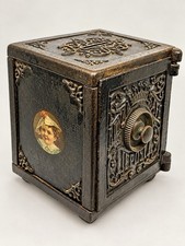 Antique Ornate Cast Iron Royal Safe Deposit Coin Bank c. 1890s picture