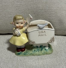 RARE Vintage Relpo Valentine US Mail Porcelain Planter Figurine, #A616A picture
