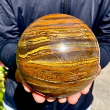 4.25LB Natural Tiger Eye Stone Crystal Ball Quartz Healing Sphere Décor picture