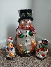  Christmas Classics 30 Year Anniversary 3 Blown Glass Snowman Set. picture