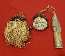 Christmas vtg Santa ornaments Lot Of 3 picture