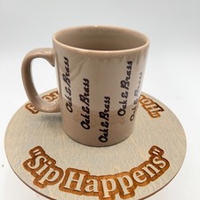 VTG Kiln Craft Staffordshire England Coffee Mug Tea Cup Oak Brass Tan Brown 70s picture