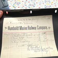Humboldt Marine Railway Company Document/Letter Handwritten Note Eureka CA 1887 picture