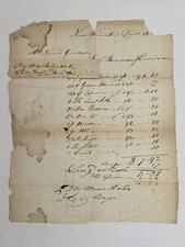 1804 antique BOWMAN & PENROSE new braintree ma TEXTILES SUGAR BILL DAVID GOODALE picture