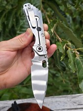🌟NEW MICK STRIDER KNIVES *GHOST STRIPE* FULL SMOOTH TITANIUM SPEAR POINT SnG CC picture