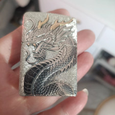 White Copper Flying Dragon Lighter Silver Finish picture