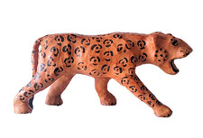 Vintage Leather Wrapped Leopard Figure:  