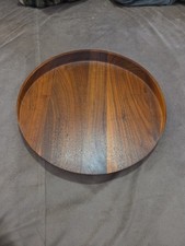 Vintage Gerber Trencher 15” Round Walnut Serving Tray Carving Board MCM Pristine picture