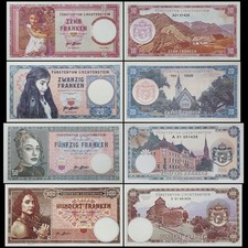 Liechtenstein Set 4 Pcs, 10 20 50 100, 2018-2020 Fantasy Note, Beautiful Girl picture
