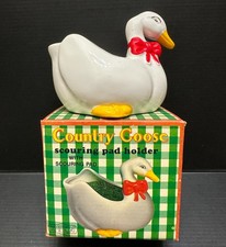 Emson Country Goose Vintage Scouring Pad Sink Sponge Holder Ceramic in Box picture