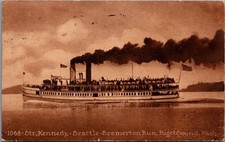 1911 Str. Kennedy Steamboat Seattle Bremerton Run Puget Sound Postcard RPPC picture