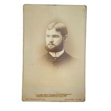 Antique Cabinet Card Man Handsome Beard Circa 1890s M C Nilson Malden Mass picture