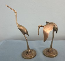VINTAGE MCM SOLID BRASS  HERON/CRANE PAIR 1960'S KOREA 7.5