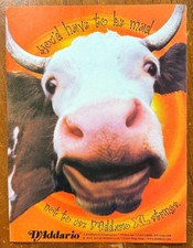 Vintage 1998 D'Addario Strings Cow Face Guitar Magazine Advertisement Print Ad picture
