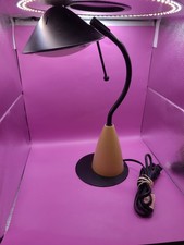 Vintage 1990's Art Deco Style UL Black Metal Atomic Mushroom Dome Desk Lamp picture