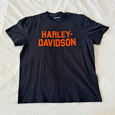 Harley-Davidson Men's Black T-Shirt Orange Logo Size L Made in Honduras picture