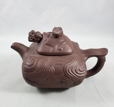 Chinese Handmade Square Yixing Zisha Clay Teapot Extends Dragon Head & Tongue picture