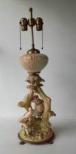 ROYAL WORCESTER JAMES HADLEY ANTIQUE FIGURAL PORCELAIN LAMP ENGLAND picture