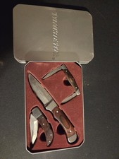 Winchester 3 piece wood handled knives in gift tin picture