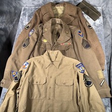 WWII 9th Air Force Airborne Troop Carrier Uniform Ike Jacket Great Coat Normandy picture