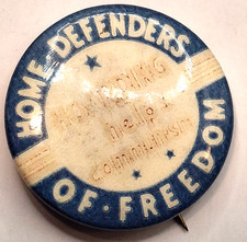WWII Home Defenders of Freedom Pinback Badge Vintage WW2 US Military Pin 1940s picture