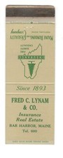 Fred C. Lynam Insurance Real Estate Bar Harbor Maine Vintage Matchbook Cover JM3 picture
